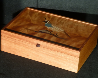 Treasure box with inlaid quail