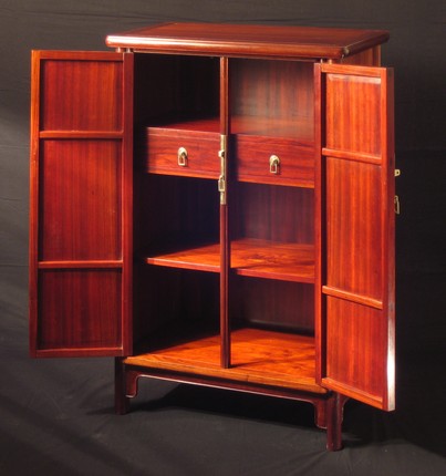 Interior of Chinese round-corner cabinet