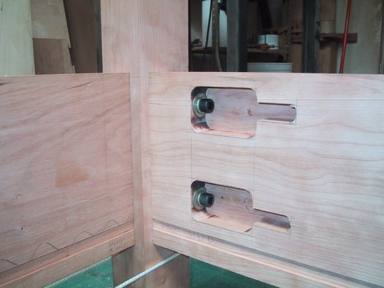 Chinese round corner cabinet under construction