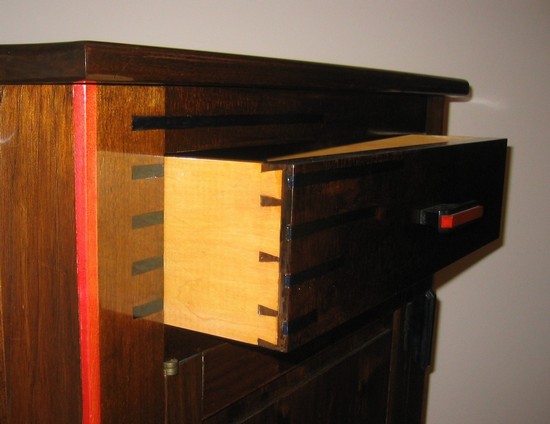 Veneered drawer and door