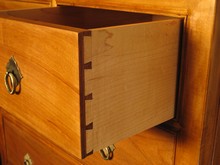 Dovetailed drawer on chest