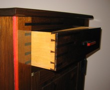 Dovetailed drawer with analine-dyed accents