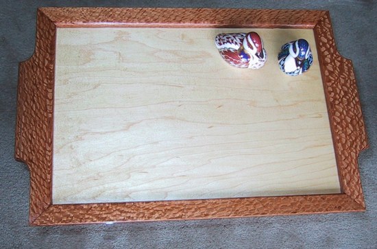 T38 - tray of lacewood with veneered maple