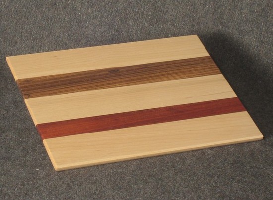   T4 - multi-wood tray with grooved zebrawood
