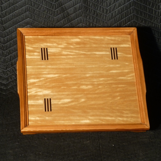 T51 tray with fir rim, satinwood, and accent marks